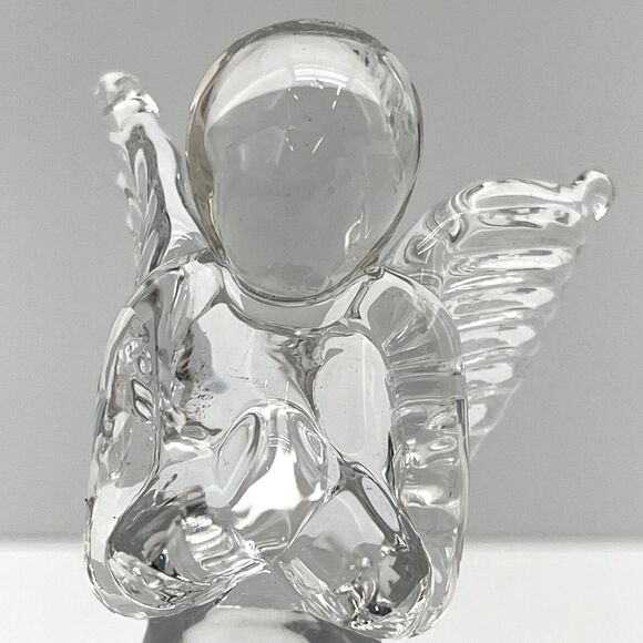 Christmas Nativity Clear Glass Angel Figurine Praying Hands Guardian 6.75 Tall - Picture 7 of 9